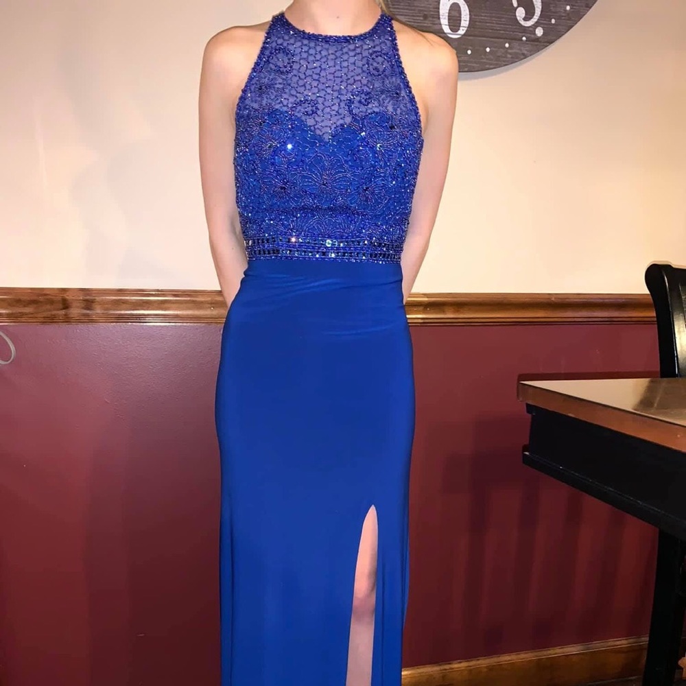 Sherri Hill Size(00) Blue Prom Dress, w/ Beading